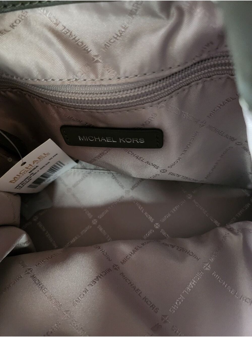 NWT Michael Kors Mina Large Suede Chain Shoulder Bag - Olive Green - Picture 15 of 16